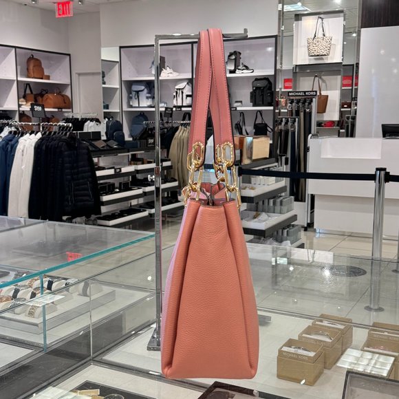 Michael Kors Trisha Large Triple Gusset Shoulder Tote Leather Bag Primrose - Picture 5 of 11